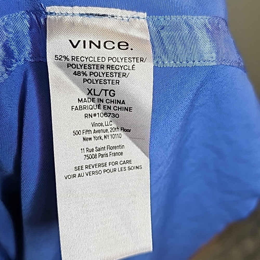 Vince Ari Blue Cowl Neck Short Sleeve Asymmetrical Hemline Dress - Size XL - Picture 8 of 8